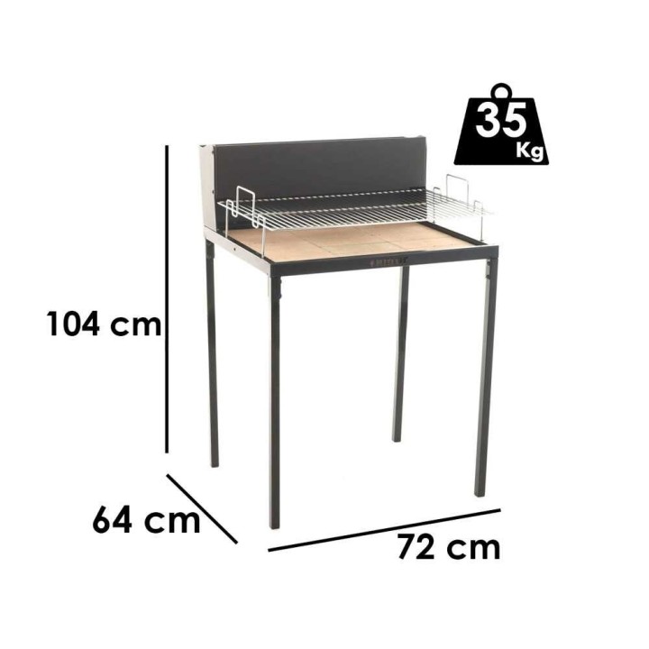 Famur BK7 Light puu- ja hiiligrilli, 70 × 48 cm, kromattu ritilä