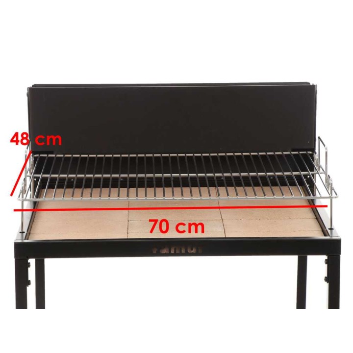 Famur BK7 Light puu- ja hiiligrilli, 70 × 48 cm, kromattu ritilä