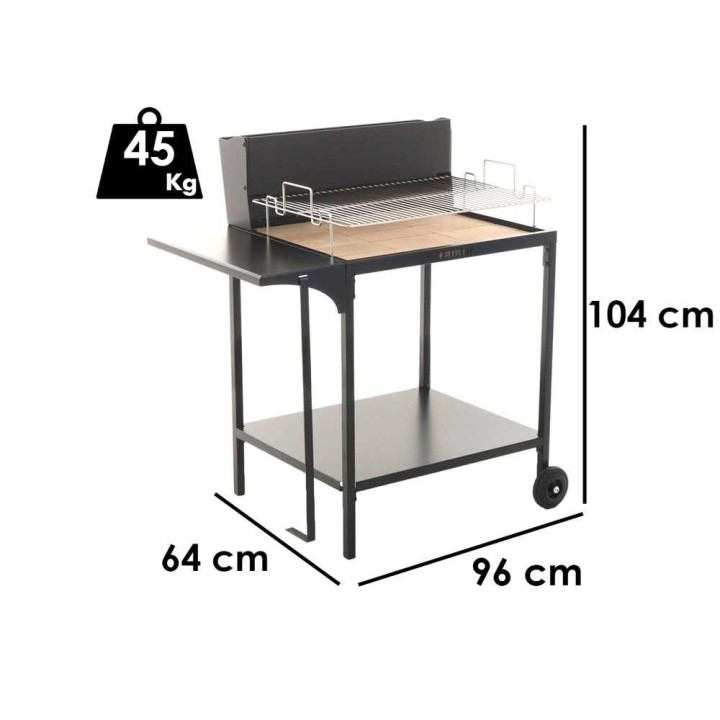 Famur BK7 Superior puu- ja hiiligrilli, 70 × 48 cm, 3 360 cm²