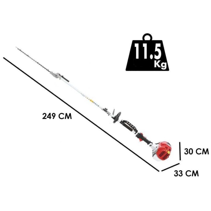 GeoTech GT-2 52 L -pensasleikkuri, 52 cm³, 56 cm:n terä, 250 cm:n varsi