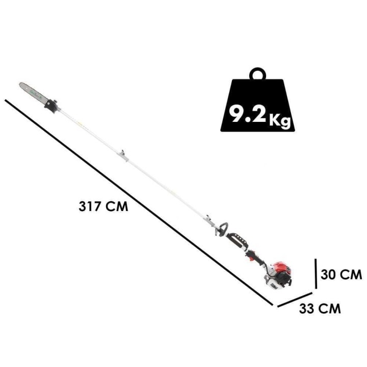 GeoTech GT-2 52 L oksasaha varrella, 52 cm³, 30 cm, teleskooppivarsi
