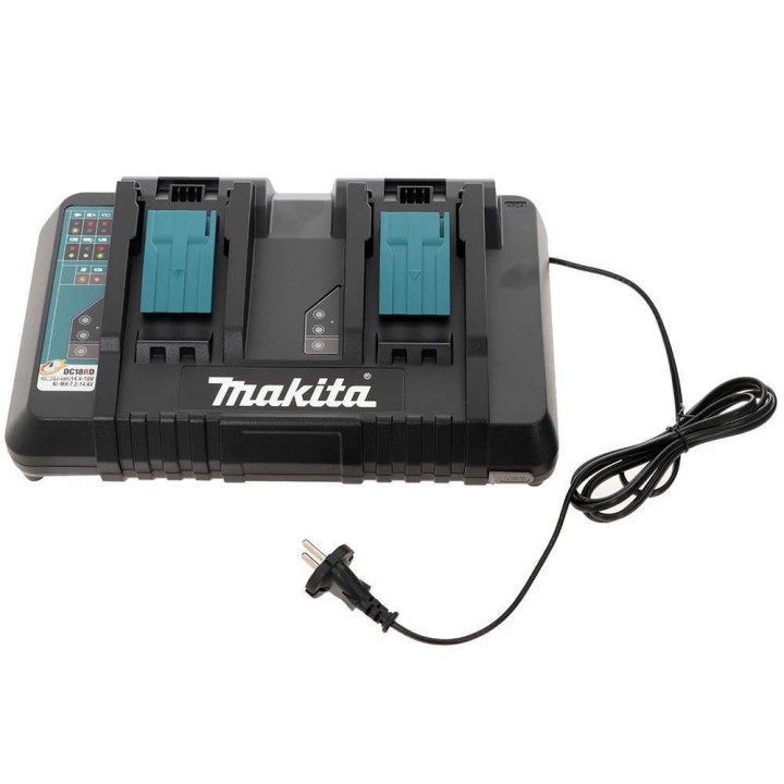 Makita-laturi + 2 akkua 18 V 6 Ah, 2 latauspaikkaa ja laukku