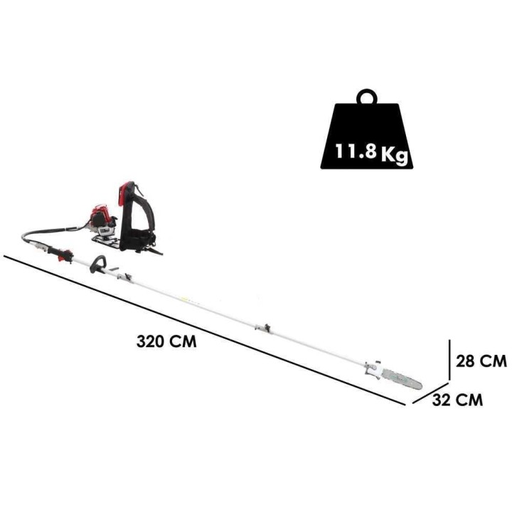 GeoTech GT-4 36 BP bensiinikäyttöinen oksasaha, 36 cm³, 3,2 m