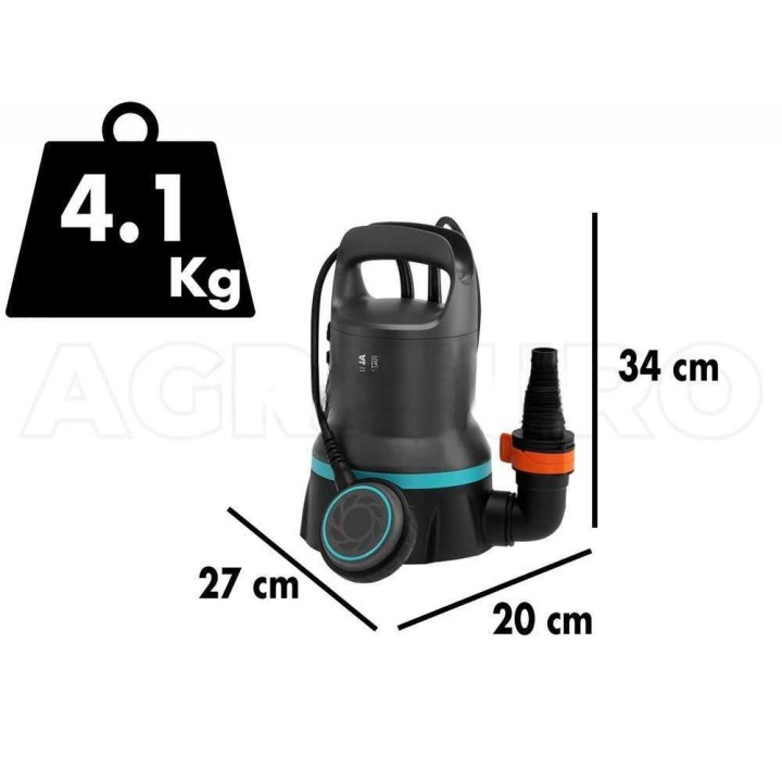 Gardena 9000 uppopumppu kirkkaalle vedelle, 300 W, 9 000 l/h