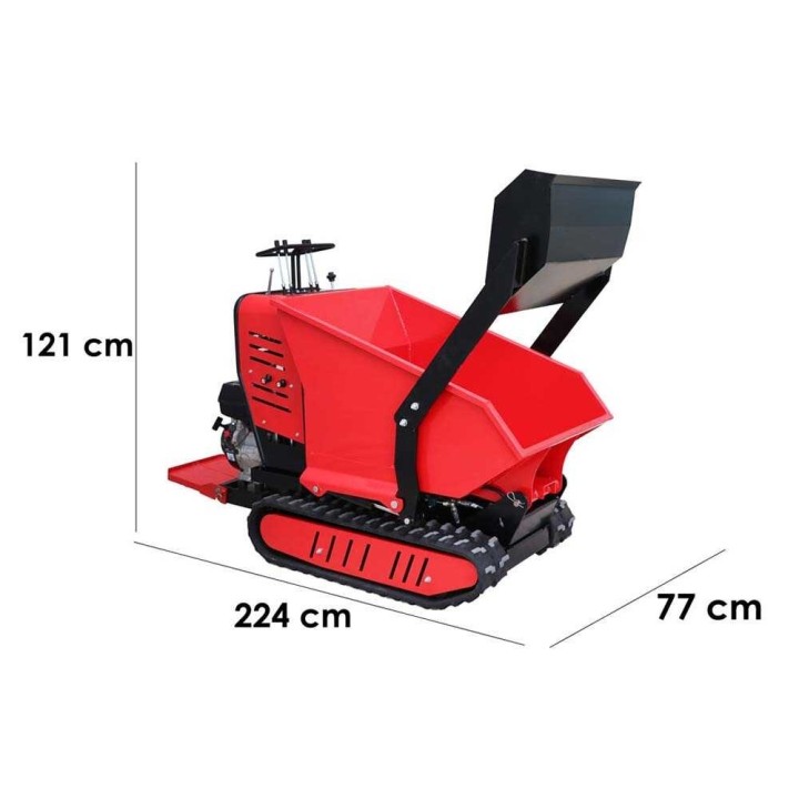 AMA TAG500TDH telaketjukuormaaja, 500 kg, hydraulinen dumper-lava ja etukuormain