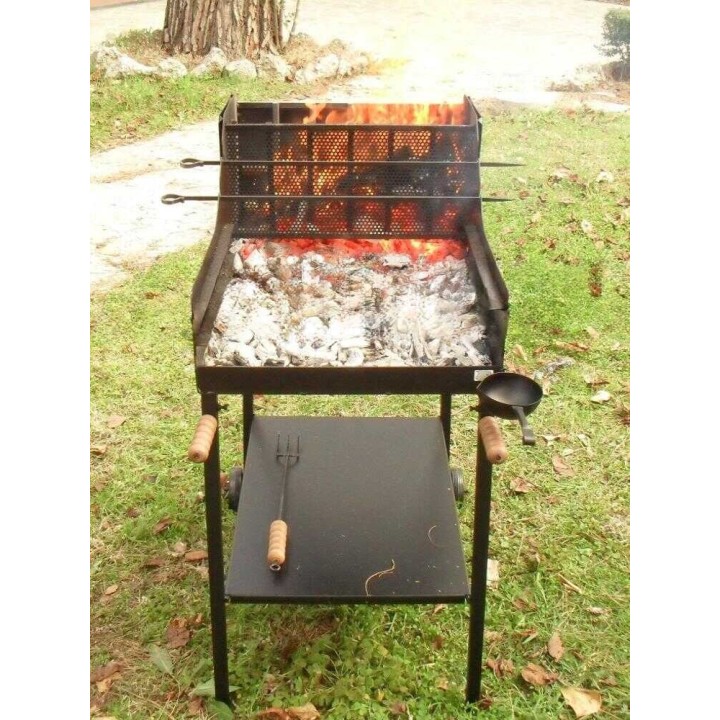 Fuocone Inox barbecue puulle ja hiilelle, 50 × 50 cm, ruostumaton teräs