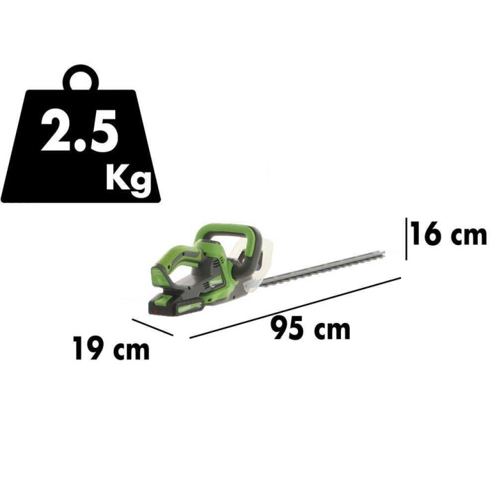 Verdemax TS20 akkupensasleikkuri, 60 cm, 20 V, 2 Ah