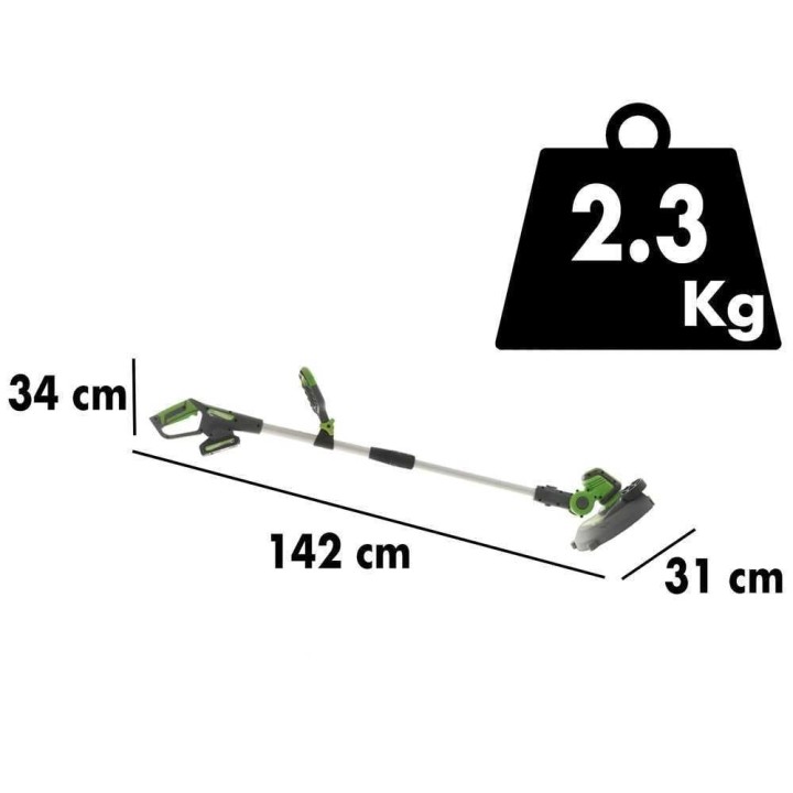 Verdemax TR20 -akkutrimmeri, 20 V, 2 Ah, teleskooppivarsi