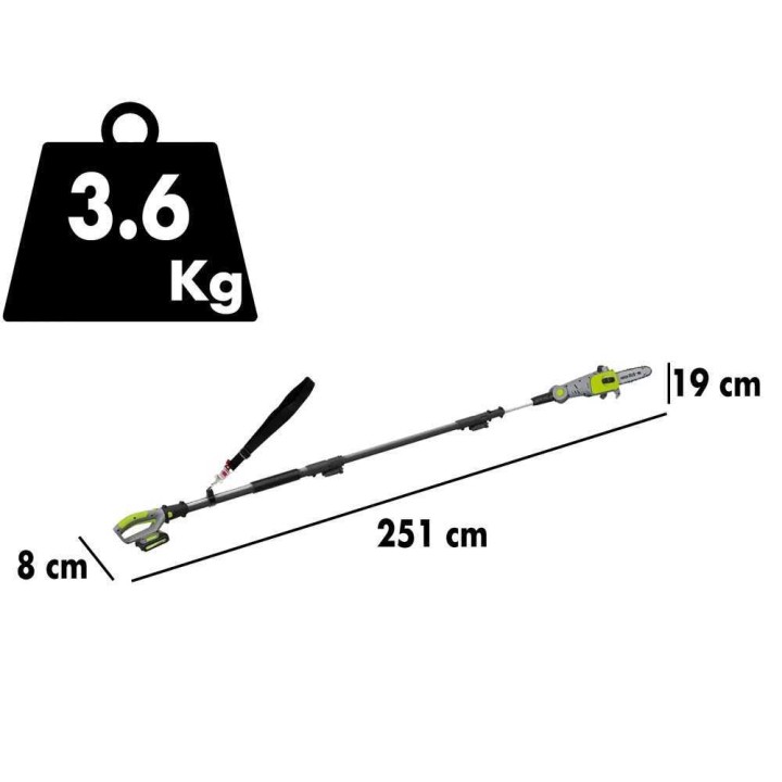 Verdemax PT20 teleskooppinen akkukäyttöinen oksasaha, 20 V, 20 cm, 2 Ah
