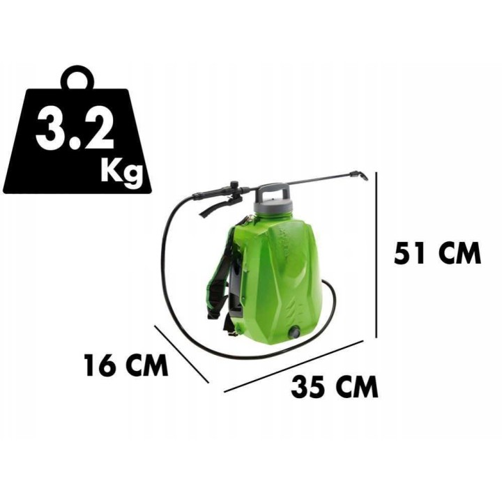 Verdemax FUTURA 12L akkukäyttöinen reppuruisku, 12 V, 2,5 Ah
