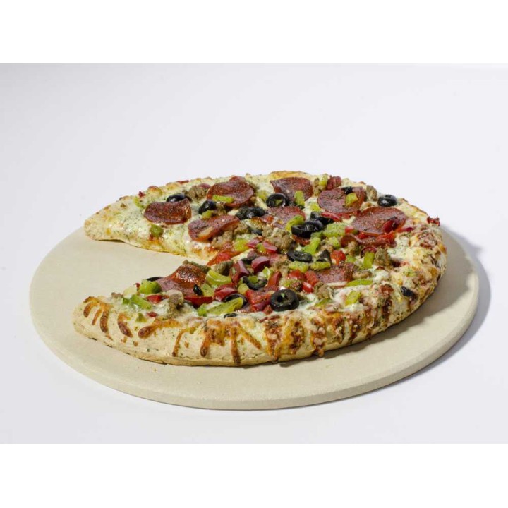 Pyöreä pizzakivisetti puulapiolla, 38 cm, kordieriitti