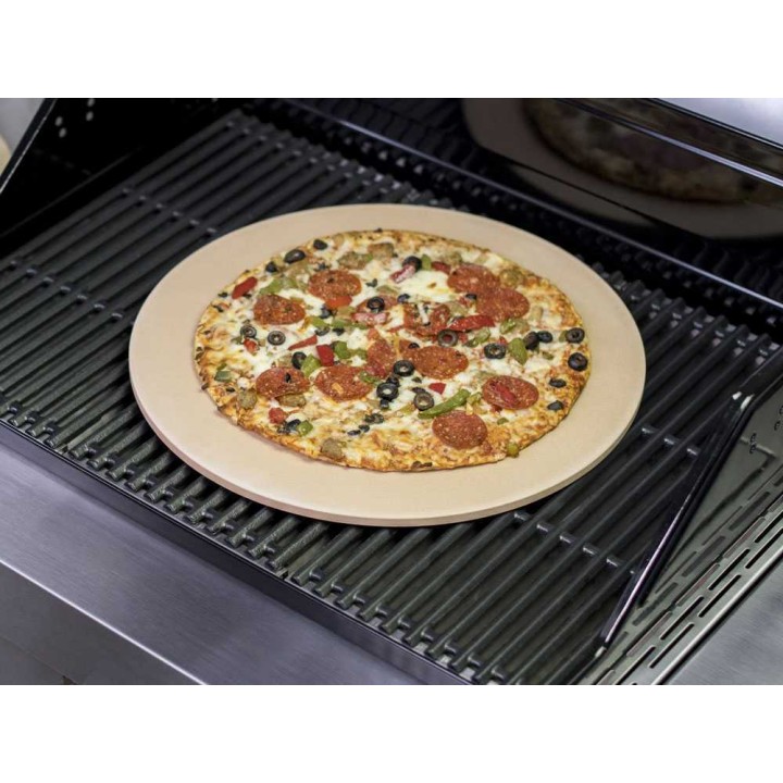 Pyöreä pizzakivisetti puulapiolla, 38 cm, kordieriitti