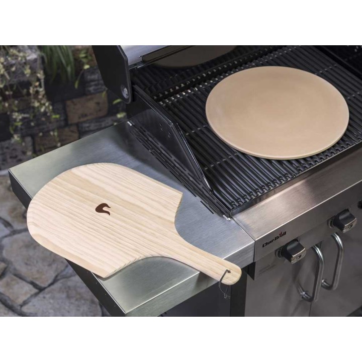 Pyöreä pizzakivisetti puulapiolla, 38 cm, kordieriitti