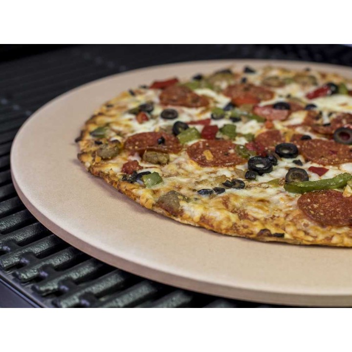 Pyöreä pizzakivisetti puulapiolla, 38 cm, kordieriitti