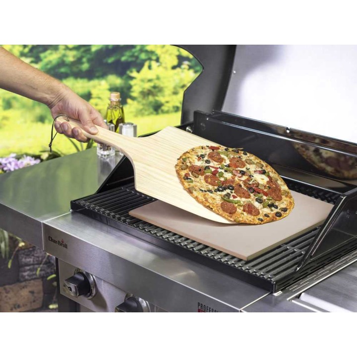 Suorakulmainen pizzakivisetti ja puinen pizzalapio, 40 × 35 cm