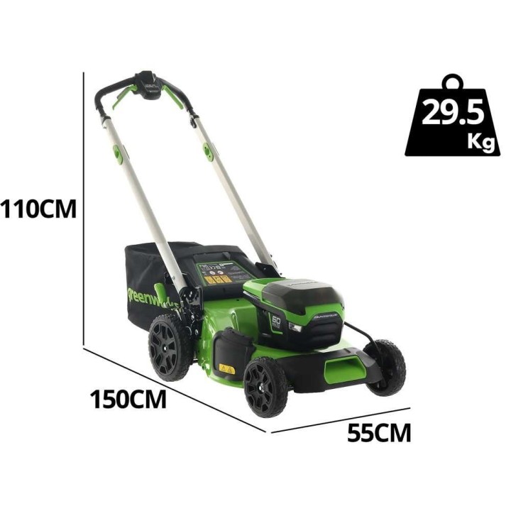Greenworks GD60LM51SP vetävä akkuruohonleikkuri, 51 cm, 60 V, ilman akkua ja laturia