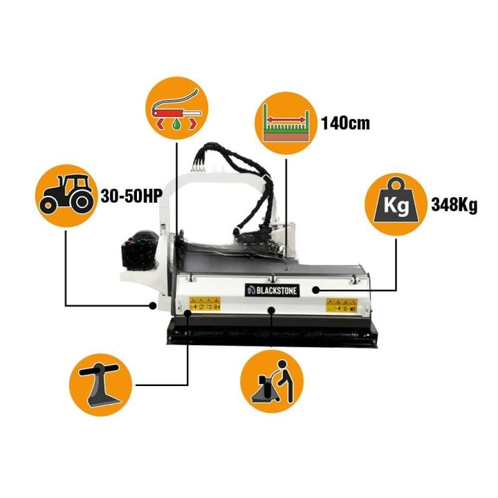 BlackStone BVM 140 M sivumurskain traktorille, 140 cm, hydraulinen siirto