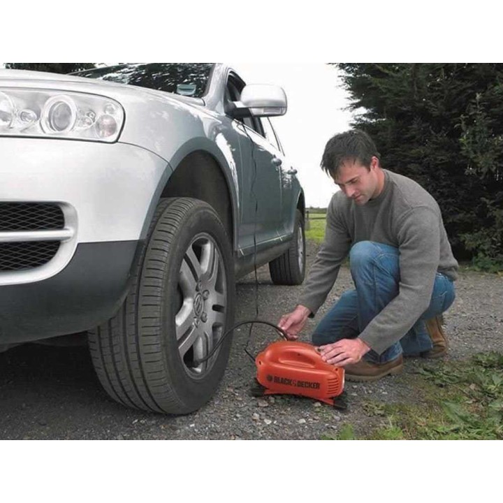 Black & Decker ASI200-XJ kannettava öljytön kompressori, 12 V, enintään 8 bar