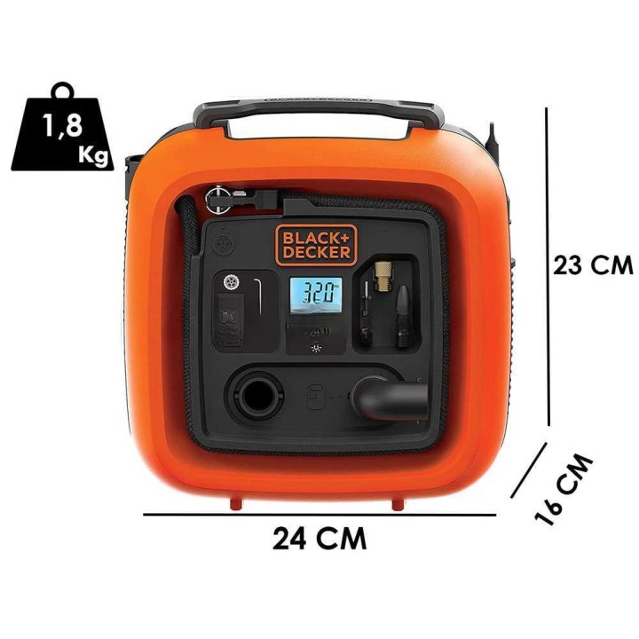 Black & Decker ASI400-XJ kannettava ilmakompressori, 12 V, 11 bar