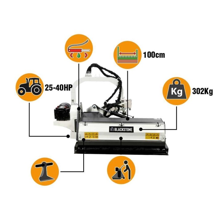 BlackStone BVM 100 M sivuvarsimurskain traktorille, 100 cm, 25–40 HP