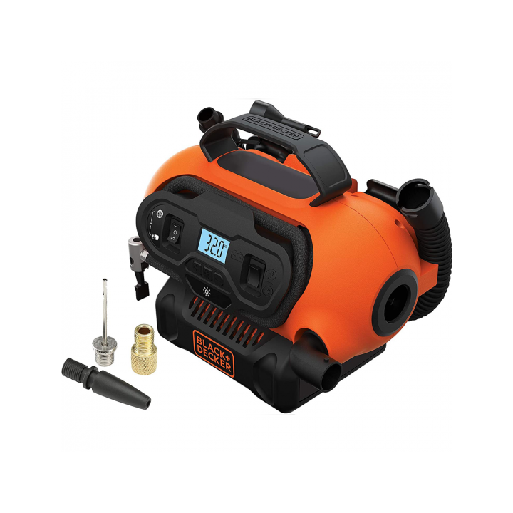 Black Decker BDCINF18N QS kannettava öljytön ilmakompressori 11 bar 12 V ja 230 V