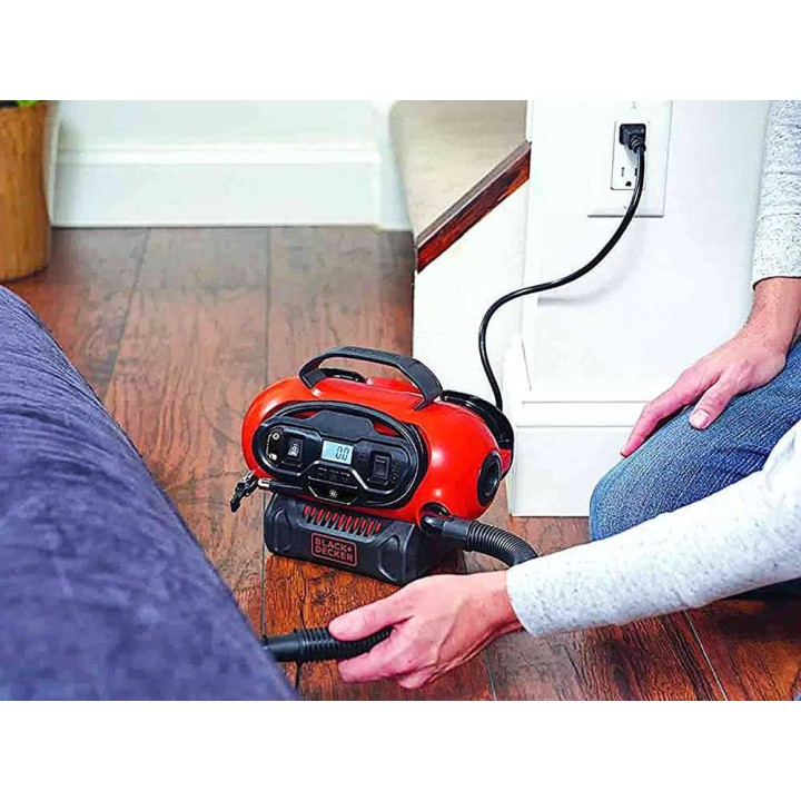 Black & Decker BDCINF18N-QS kannettava öljytön ilmakompressori, 11 bar, 12 V ja 230 V