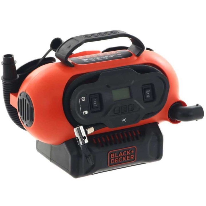 Black & Decker BDCINF18N-QS kannettava öljytön ilmakompressori, 11 bar, 12 V ja 230 V
