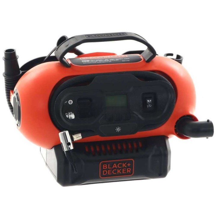 Black & Decker BDCINF18N-QS kannettava öljytön ilmakompressori, 11 bar, 12 V ja 230 V
