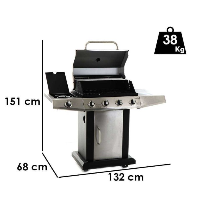 Royal Food RF-GB SS Luxury 4+1 -kaasugrilli, 4 poltinta, sivukeitin