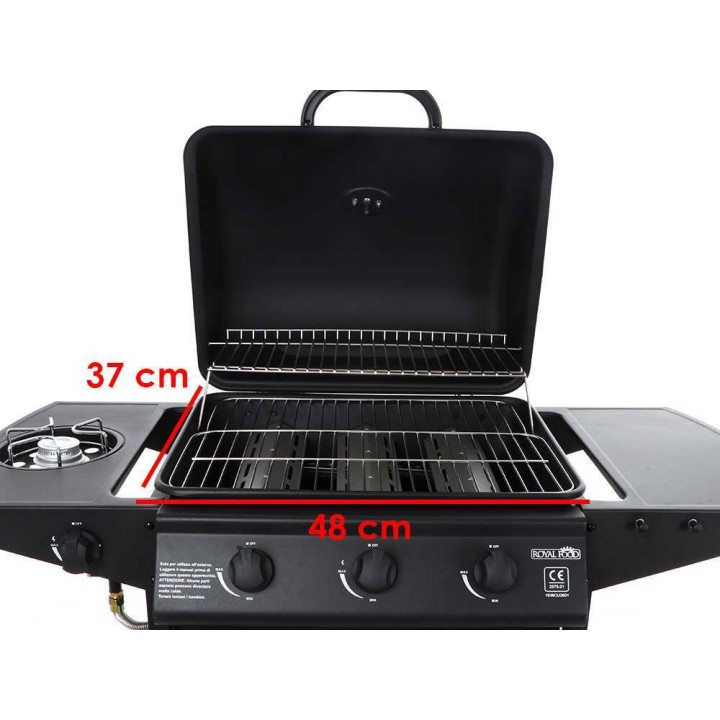 Royal Food RF-GB BPC 3+1 kaasugrilli, 3 poltinta, sivukeitin, 1 776 cm²