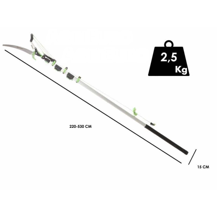 Verdemax oksasaha teleskooppivarrella, 190–500 cm, 45 mm, 30 cm:n sahaterä