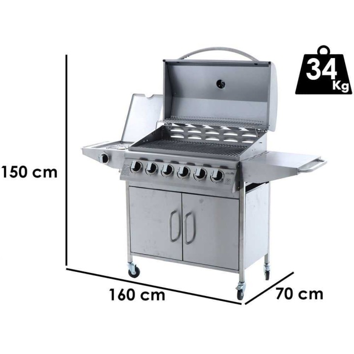 Royal Food RF-GB SS-Plus 6+1 kaasugrilli, ruostumaton teräs, 15 kW