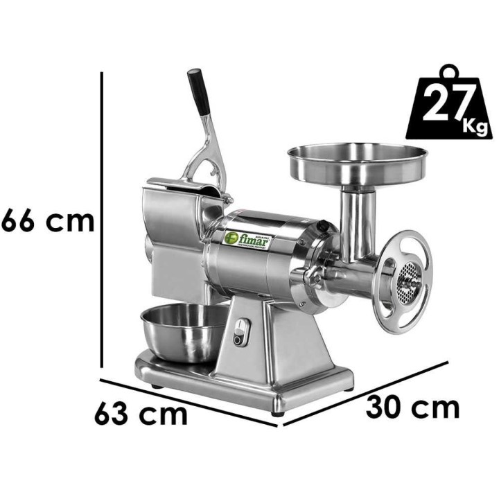 Fimar TC22AE sähköinen lihamylly ja raastin, 1 100 W, 400 V, 250 kg/h
