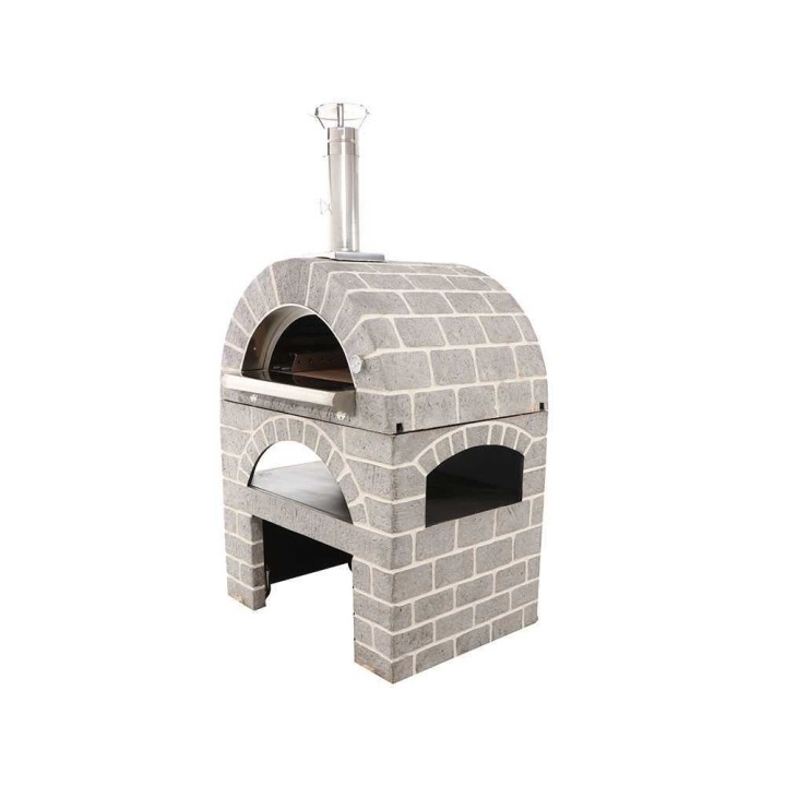 Pulcinella Stone Grigio puulämmitteinen pizzauuni, 4 pizzaa, ulkokäyttöön