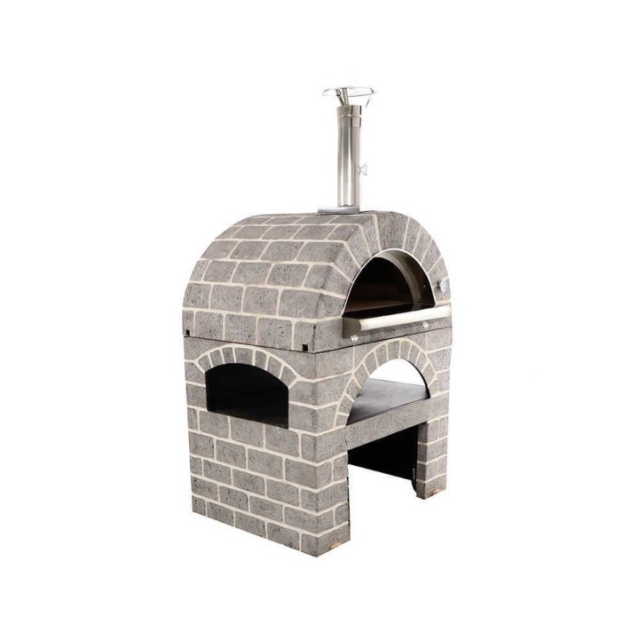 Pulcinella Stone Grigio puulämmitteinen pizzauuni, 4 pizzaa, ulkokäyttöön
