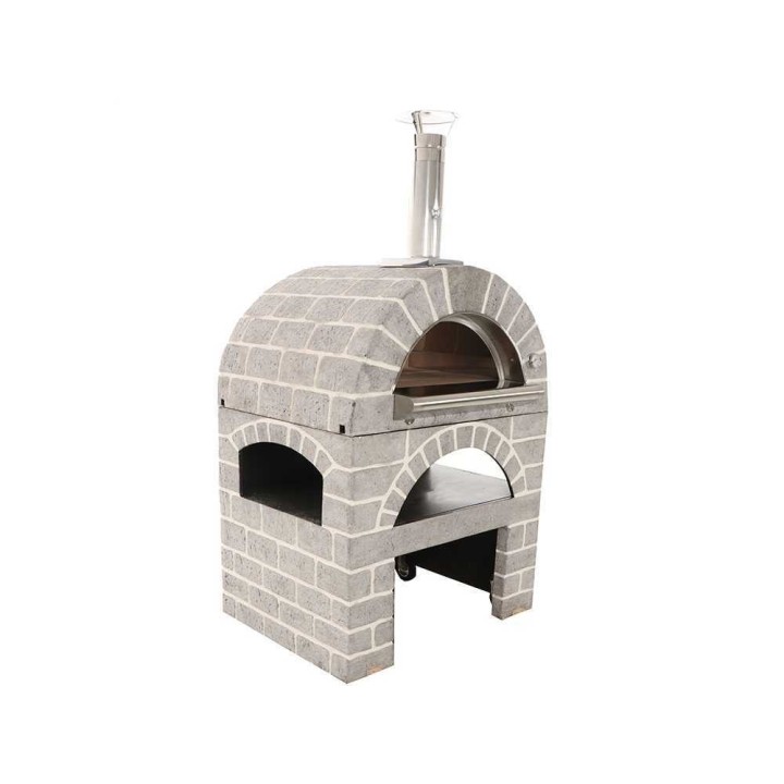 Pulcinella Stone Grigio puulämmitteinen pizzauuni, 4 pizzaa, ulkokäyttöön