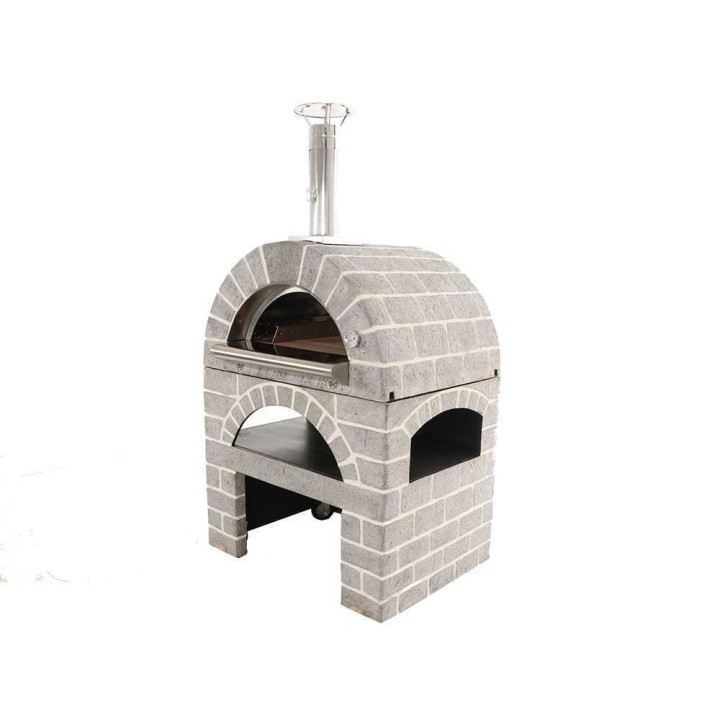 Pulcinella Stone Grigio puulämmitteinen pizzauuni, 4 pizzaa, ulkokäyttöön