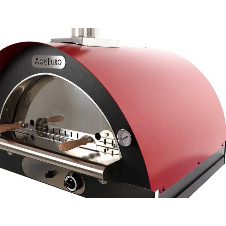 Family Rosso 80x60 ulkopizzauuni, kaasu ja puu, 4 pizzaa