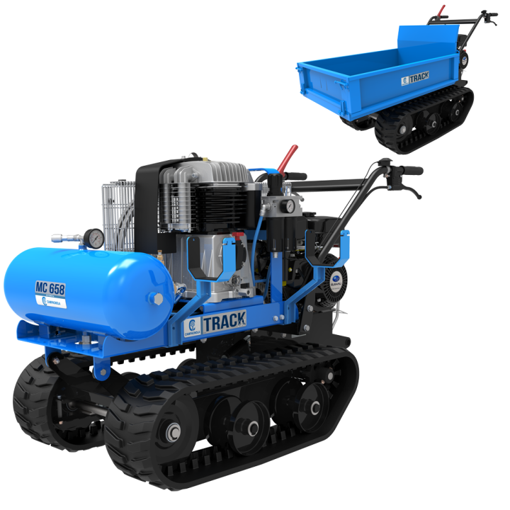 Campagnola MC 658 Track telaketjukompressori ja lavamoduuli 7 HP 300 kg