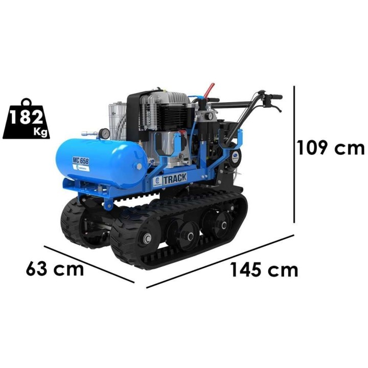Campagnola MC 658 Track telaketjukompressori ja lavamoduuli, 7 HP, 300 kg