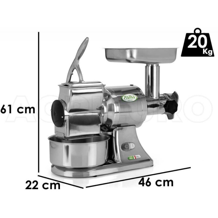 Fama TG12 sähköinen lihamylly ja raastin, 750 W, 400 V, 200 kg/h