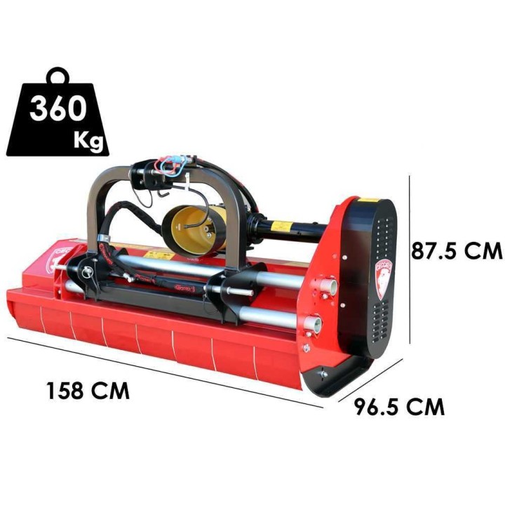 Ceccato Trincione 380 - T1400ID vaakatasoleikkuri traktorille, 140 cm, hydraulinen sivusiirto