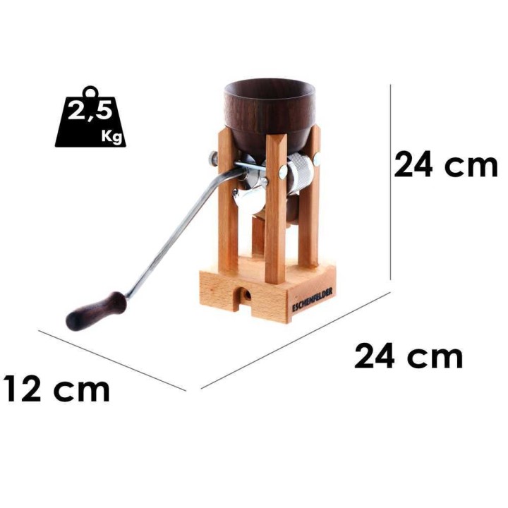 Eschenfelder n1210 hiutalemylly, pähkinäpuu, ruostumattomat rullat, 150 g/min
