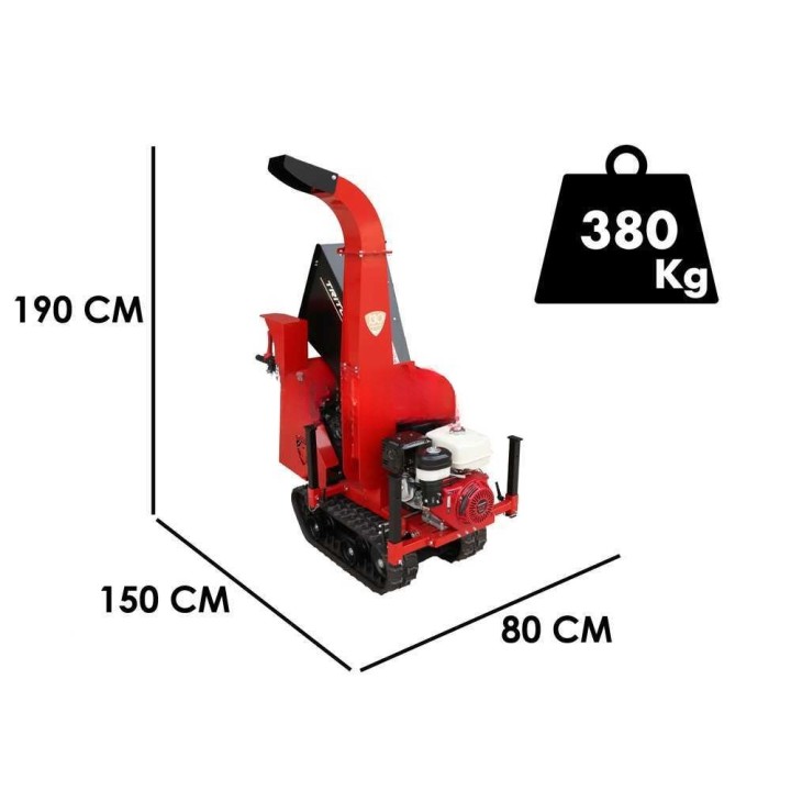 Tritone Monster BIG CINGO biotriturattori, Honda GX390, telaketjut, 80 mm, 350 kg