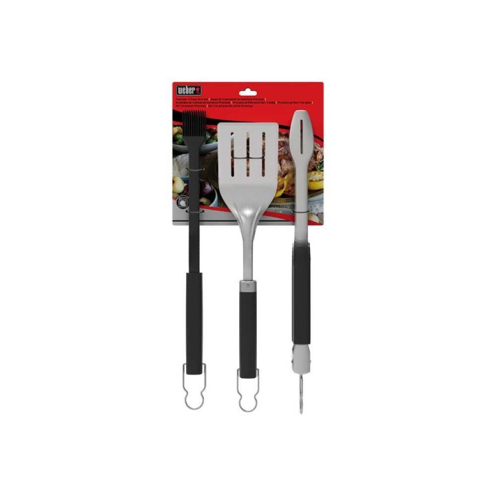 Weber Precision 3-osainen grillaustarvikesarja lyömättömillä kumikahvoilla