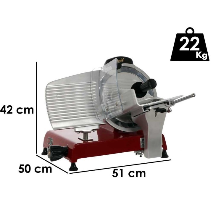 Berkel Red Line 250 ROSSA sähköinen lihaleikkuri, 250 mm, 190 W, punainen