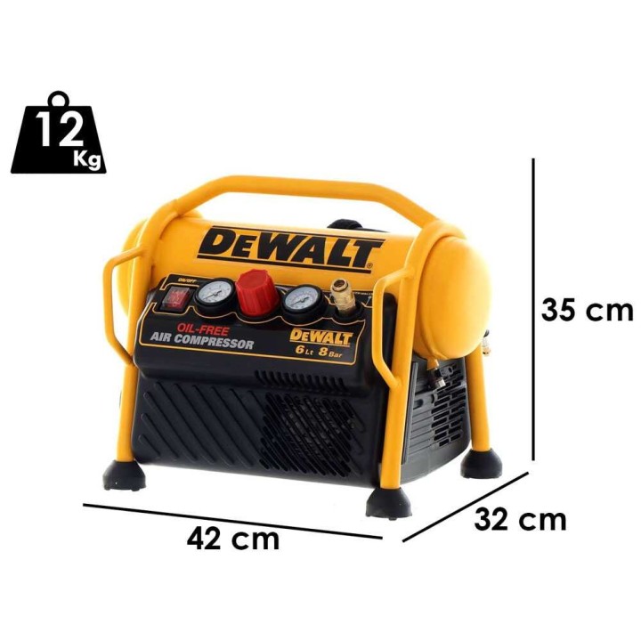 DeWalt DPC6MRC-QS öljytön kannettava sähkökompressori, 6 l, 1,5 HP