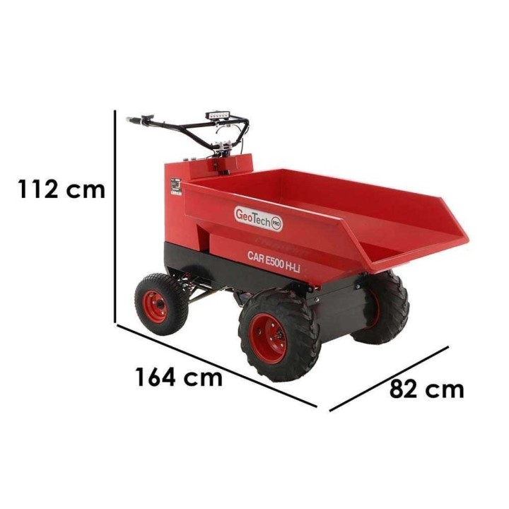 GeoTech Pro Car E500 H-Li akkukäyttöinen minidumper, 1 000 W, 48 V, 500 kg
