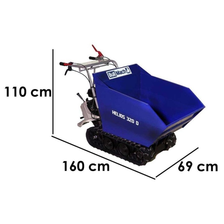 BullMach HELIOS 320 D telaketjudumpperi, 320 kg, 6,5 HP, dumppilava