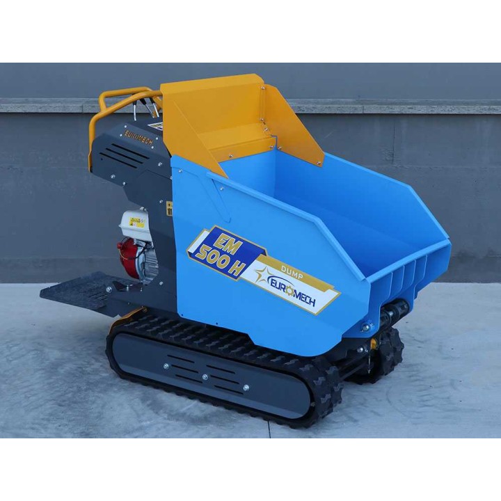 EM500H-Dump telaketjudumper, Honda GX200, 500 kg, hydraulinen kippilava